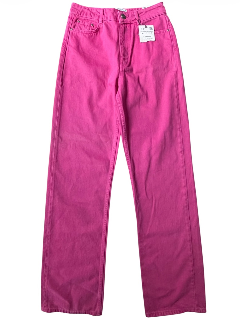 NWT Zara Hot Pink Super High Rise Straight-Leg Jeans Size 4